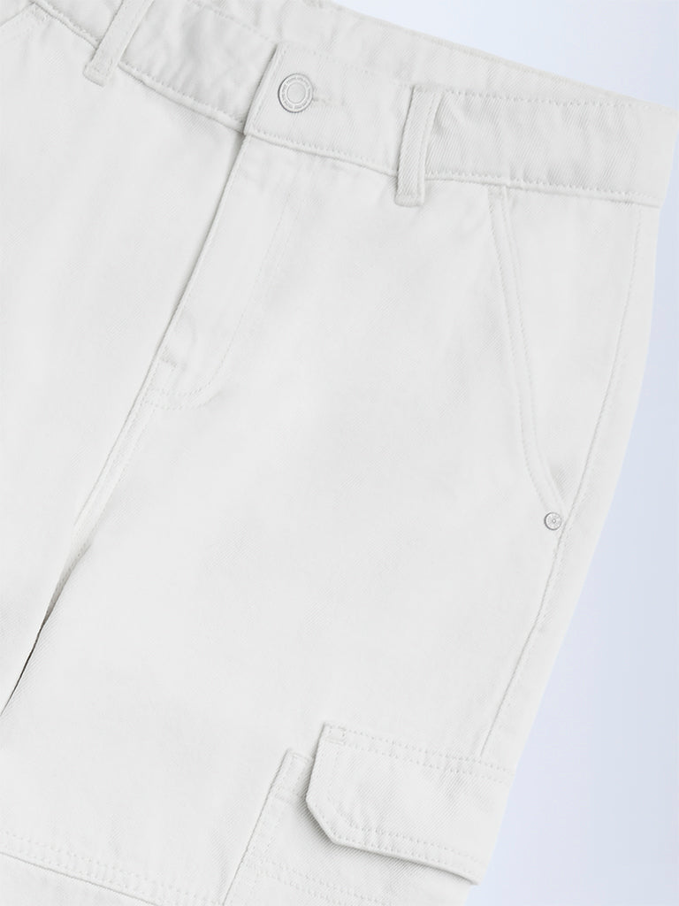 Y&F Kids Off-White Relaxed-Fit Mid-Rise Jeans