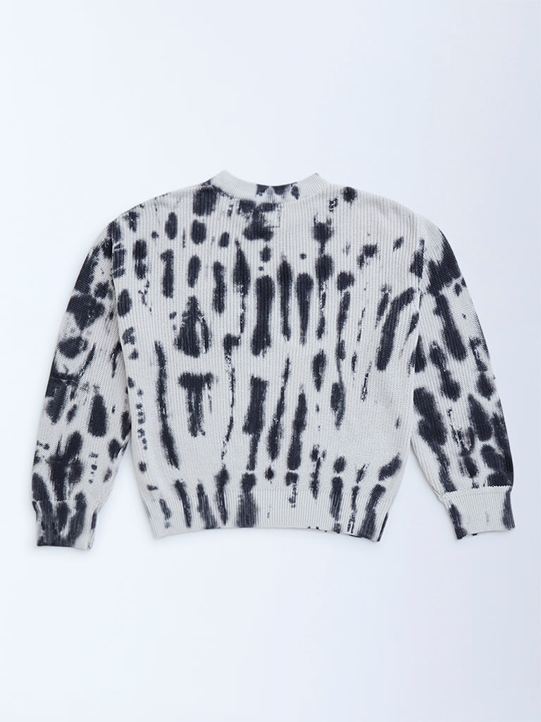 Y&F Kids Off-White Tie-Dye Patterned Cotton Sweater