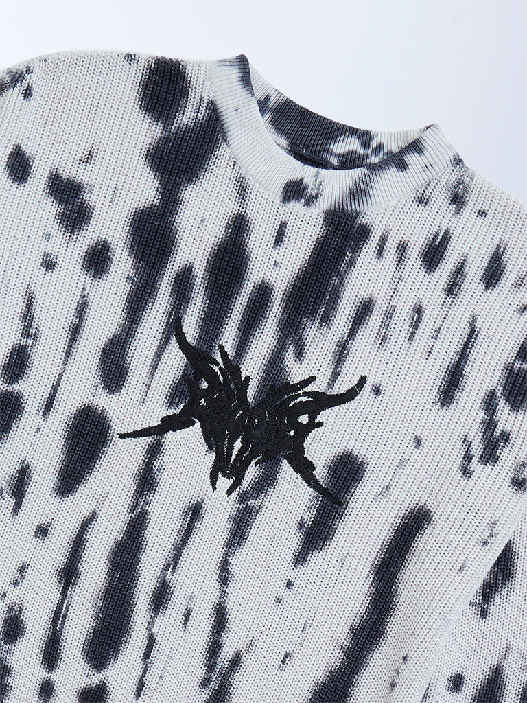 Y&F Kids Off-White Tie-Dye Patterned Cotton Sweater