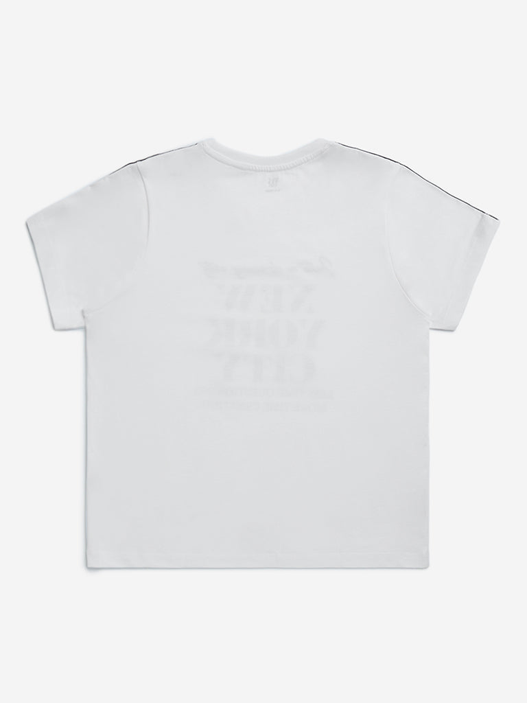 Y&F Kids White Text Detailed Cotton T-Shirt
