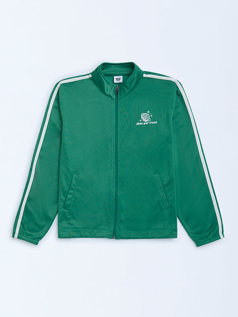 Y&F Kids Green Striped Jacket