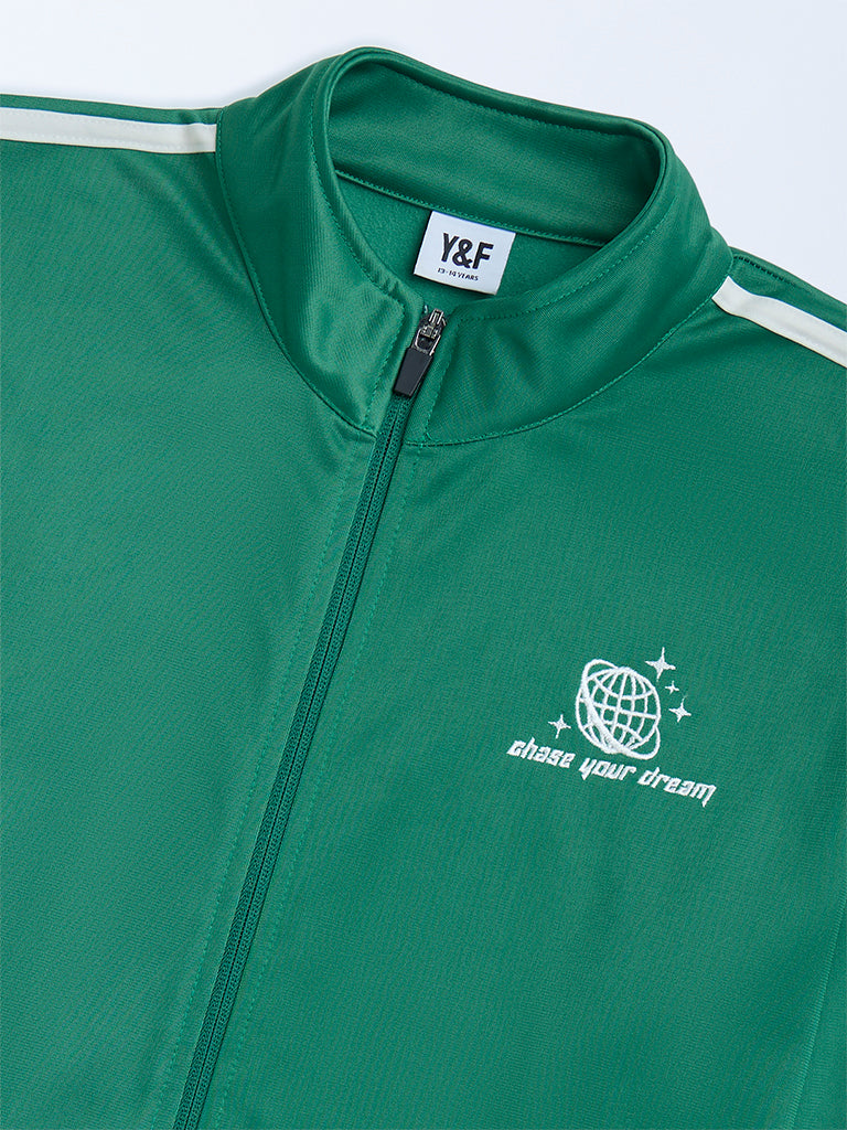 Y&F Kids Green Striped Jacket