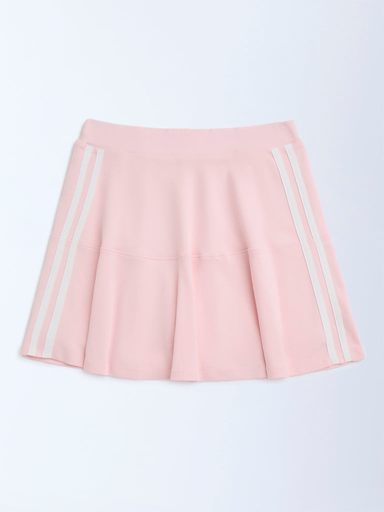 Y&F Kids Pink Striped High-Rise Cotton-Blend Skirt