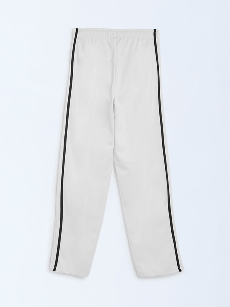 Y&F Kids Off-White Striped Mid-Rise Trousers