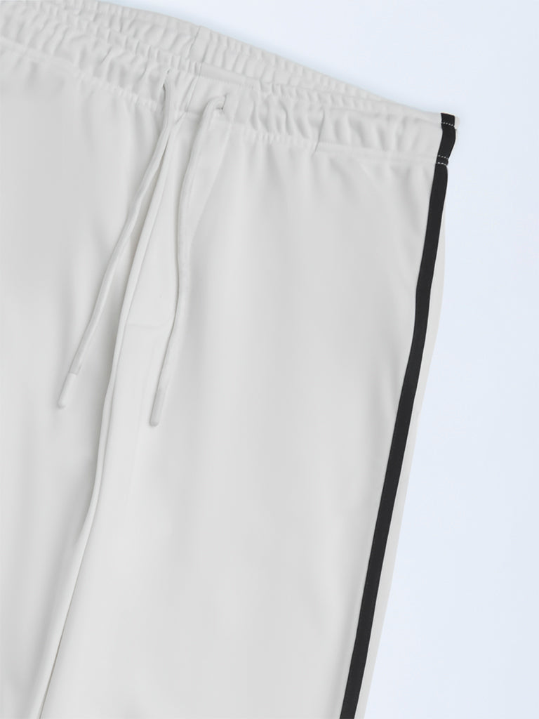 Y&F Kids Off-White Striped Mid-Rise Trousers
