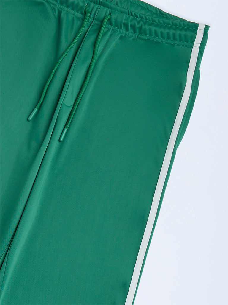 Y&F Kids Green Striped Mid-Rise Trousers