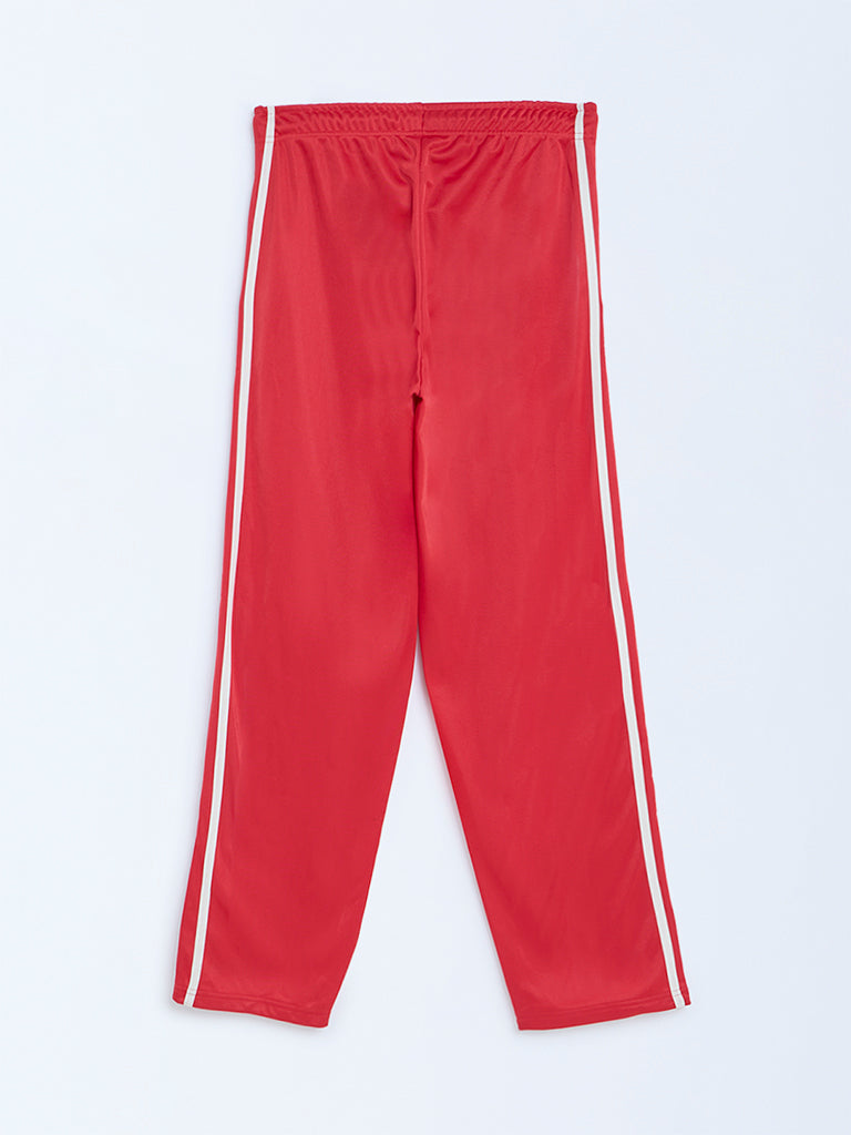 Y&F Kids Red Striped Mid-Rise Trousers