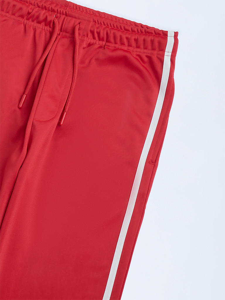 Y&F Kids Red Striped Mid-Rise Trousers