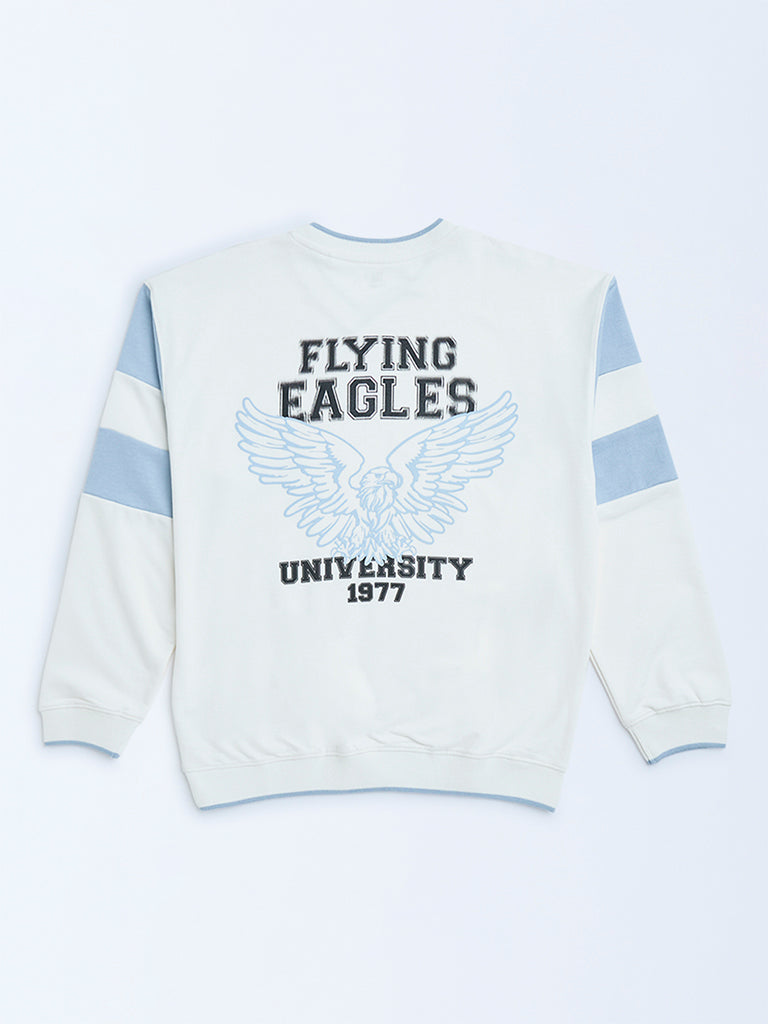 Y&F Kids White Text Design Cotton-Blend Sweatshirt