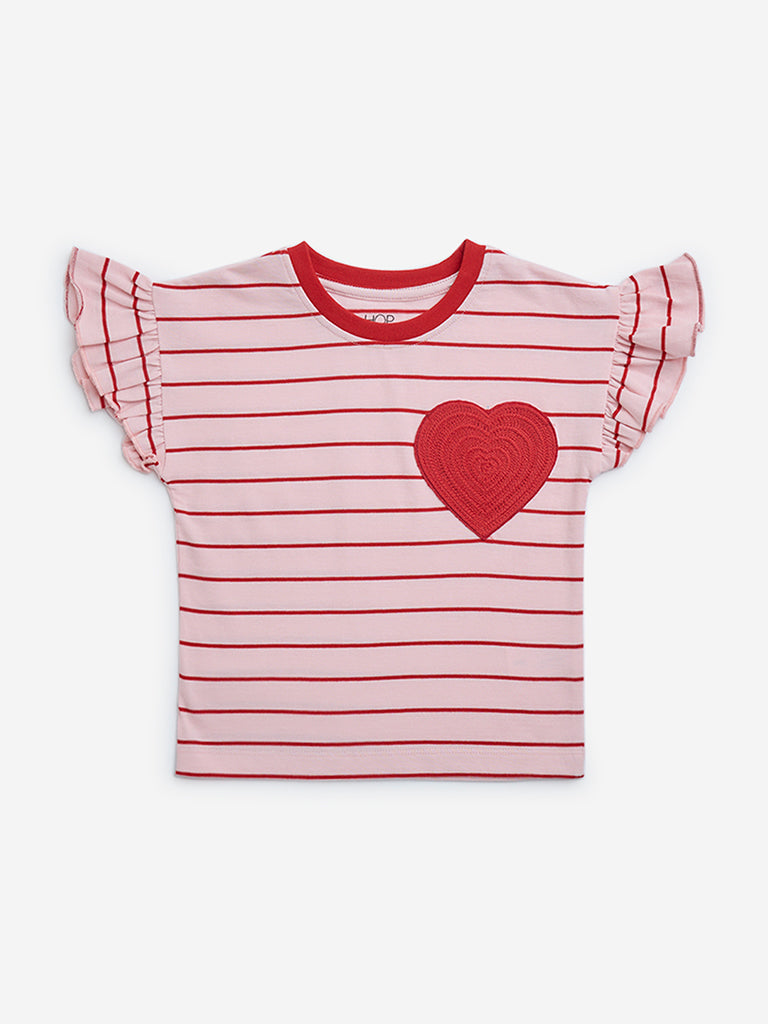 HOP Kids Pink Striped Cotton Top