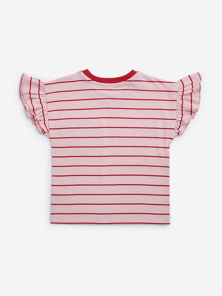 HOP Kids Pink Striped Cotton Top