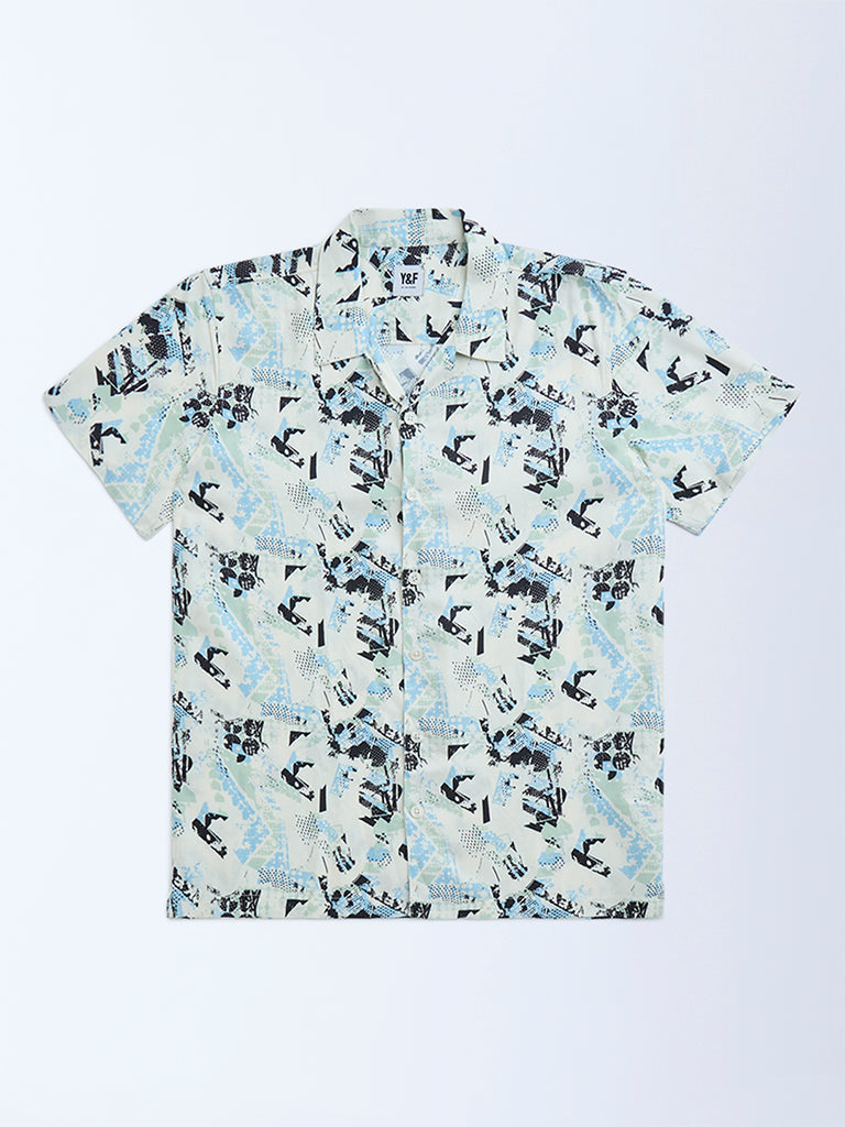 Y&F Kids Multicolour Abstract Printed Resort-Fit Shirt