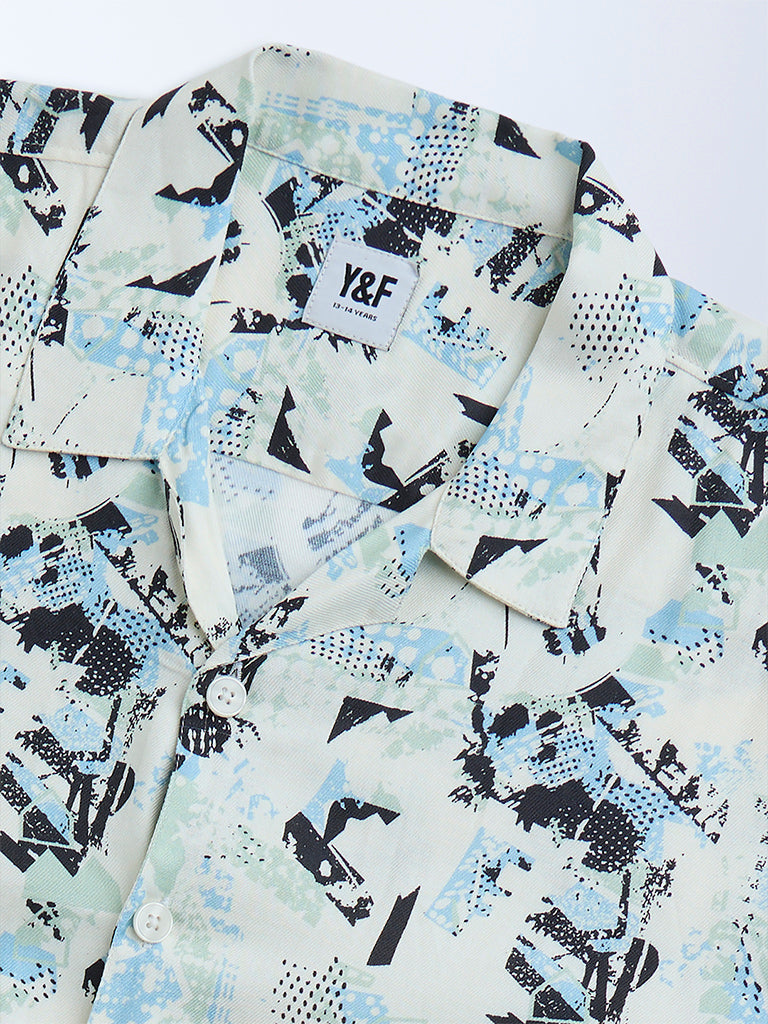 Y&F Kids Multicolour Abstract Printed Resort-Fit Shirt