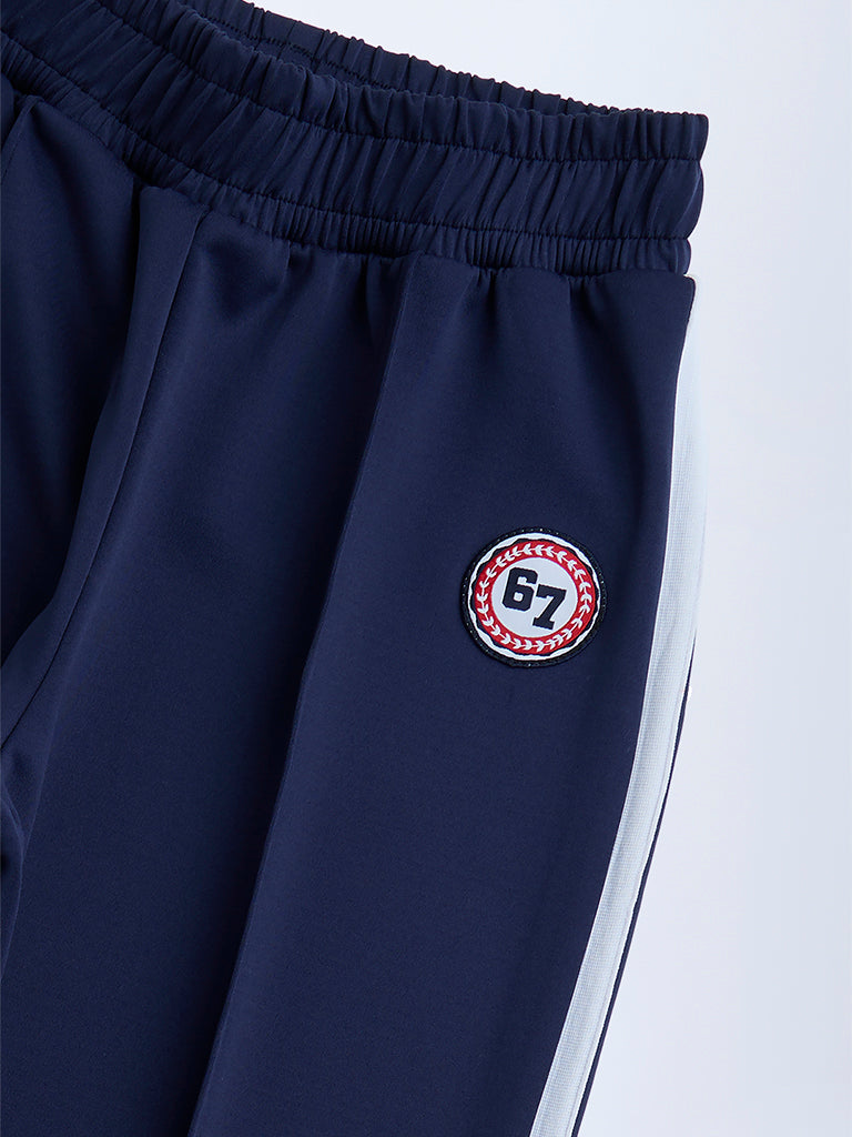 Y&F Kids Navy Striped High-Rise Track Pants