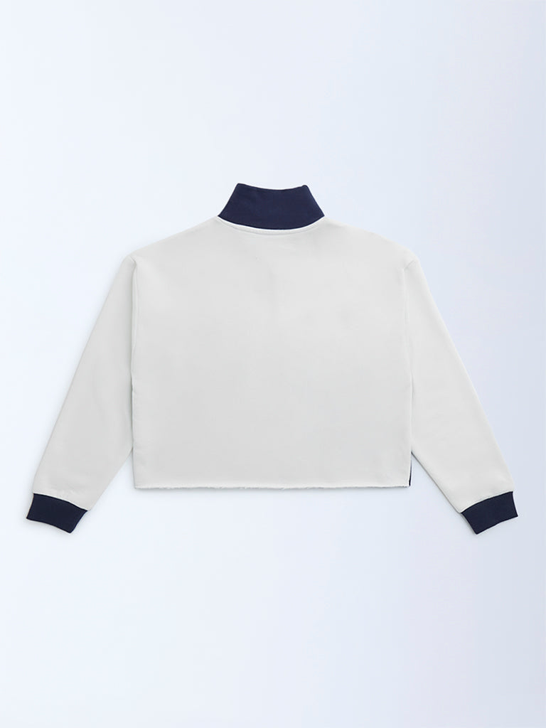 Y&F Kids Navy Colour-Blocked Cotton-Blend Sweatshirt