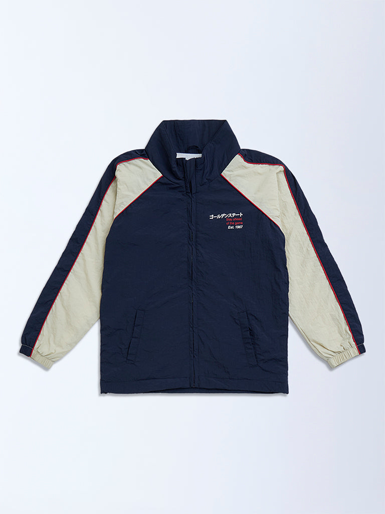 Y&F Kids Navy Colour-Blocked Jacket