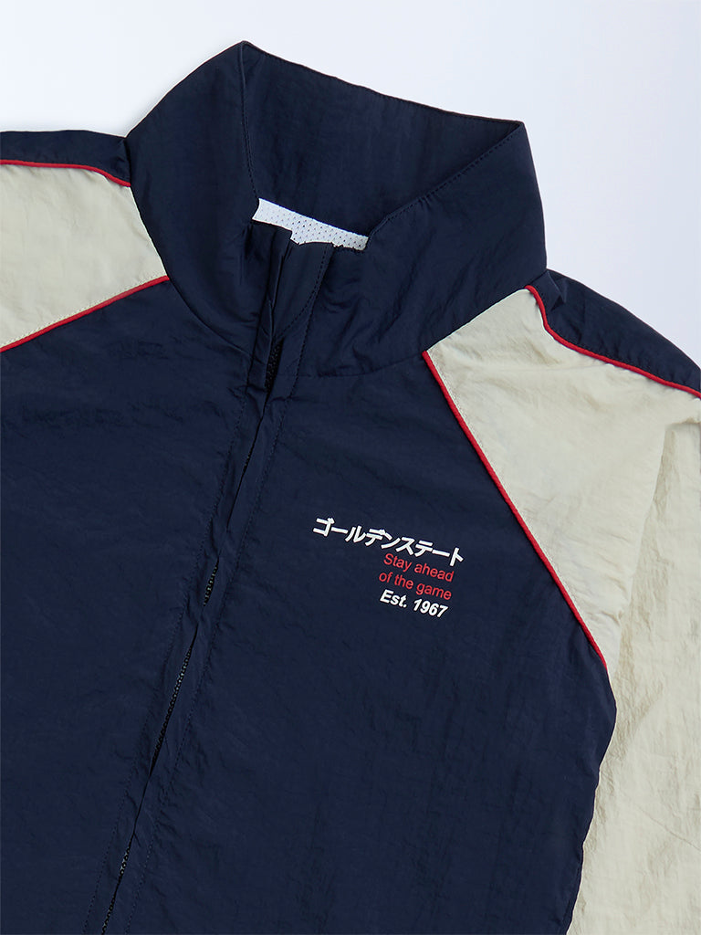 Y&F Kids Navy Colour-Blocked Jacket