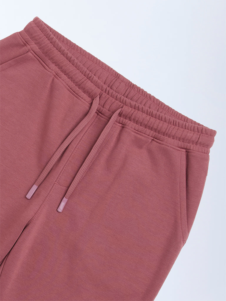Y&F Kids Coral Solid Mid-Rise Cotton-Blend Shorts