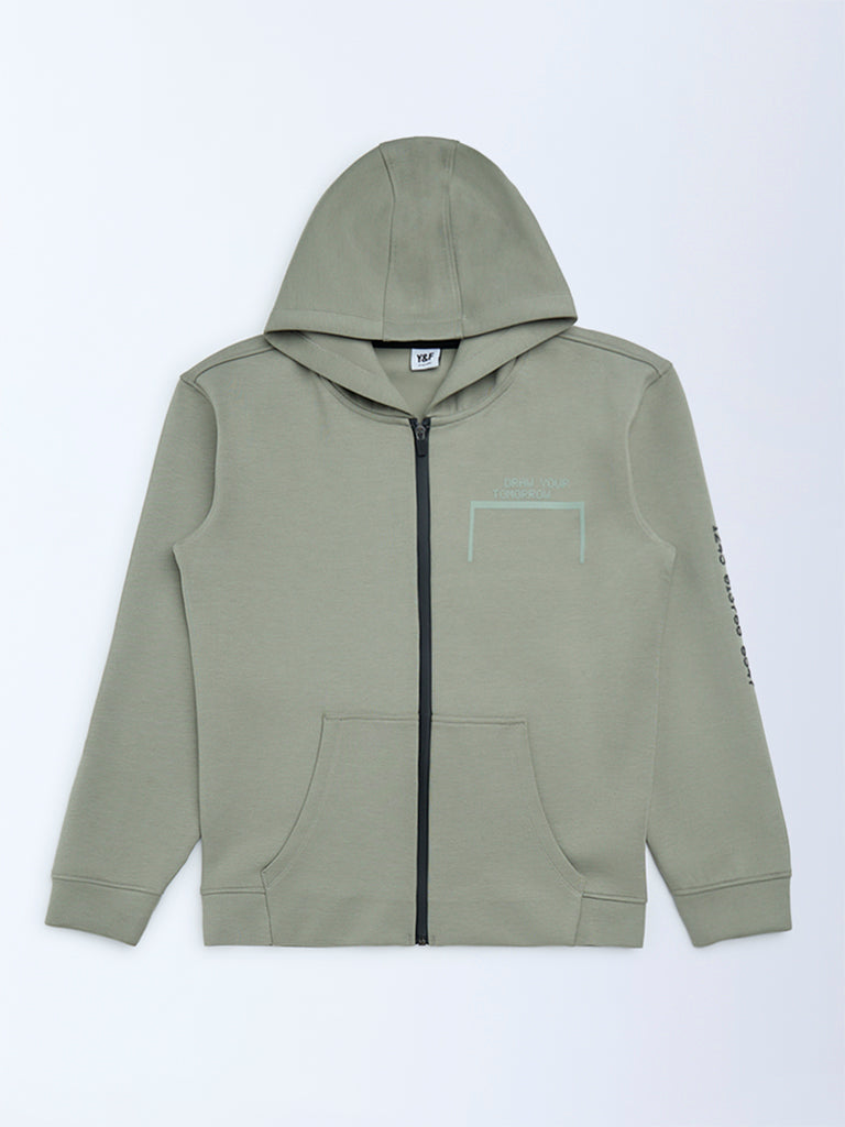 Y&F Kids Sage Printed Hooded Jacket