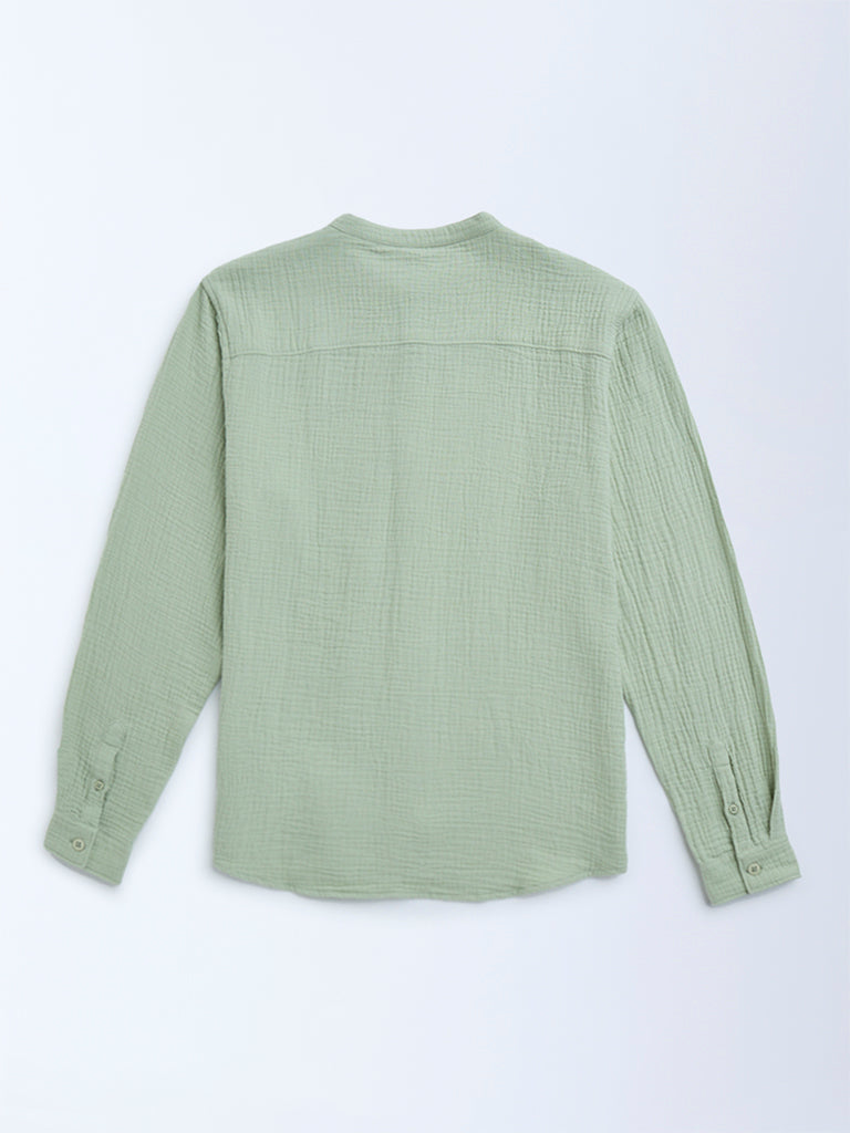 Y&F Kids Sage Crinkled Cotton Shirt