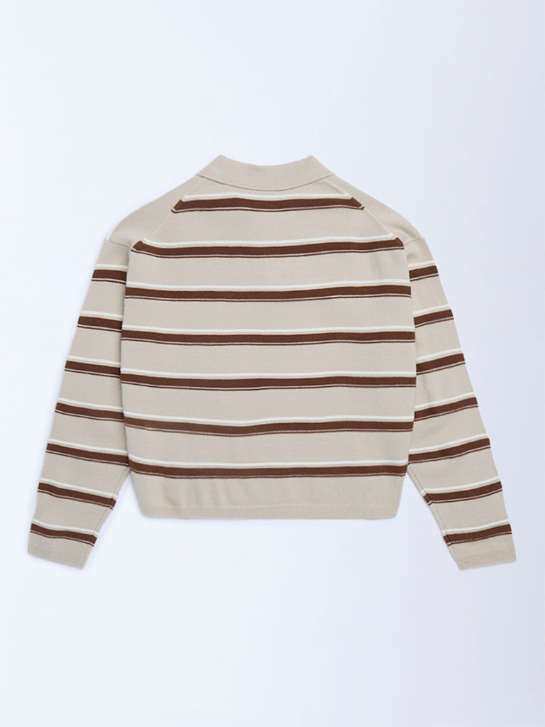 Y&F Kids Brown Striped Sweater