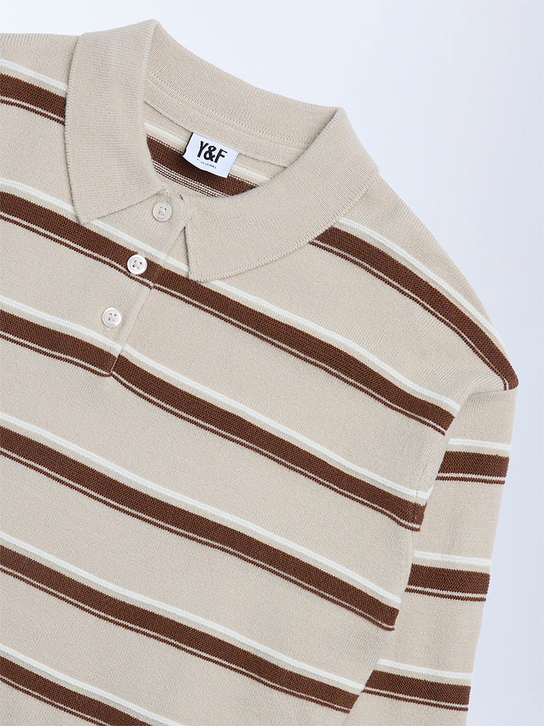 Y&F Kids Brown Striped Sweater