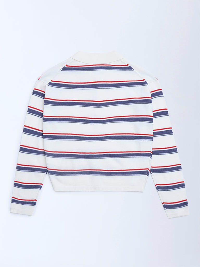 Y&F Kids White Striped Sweater