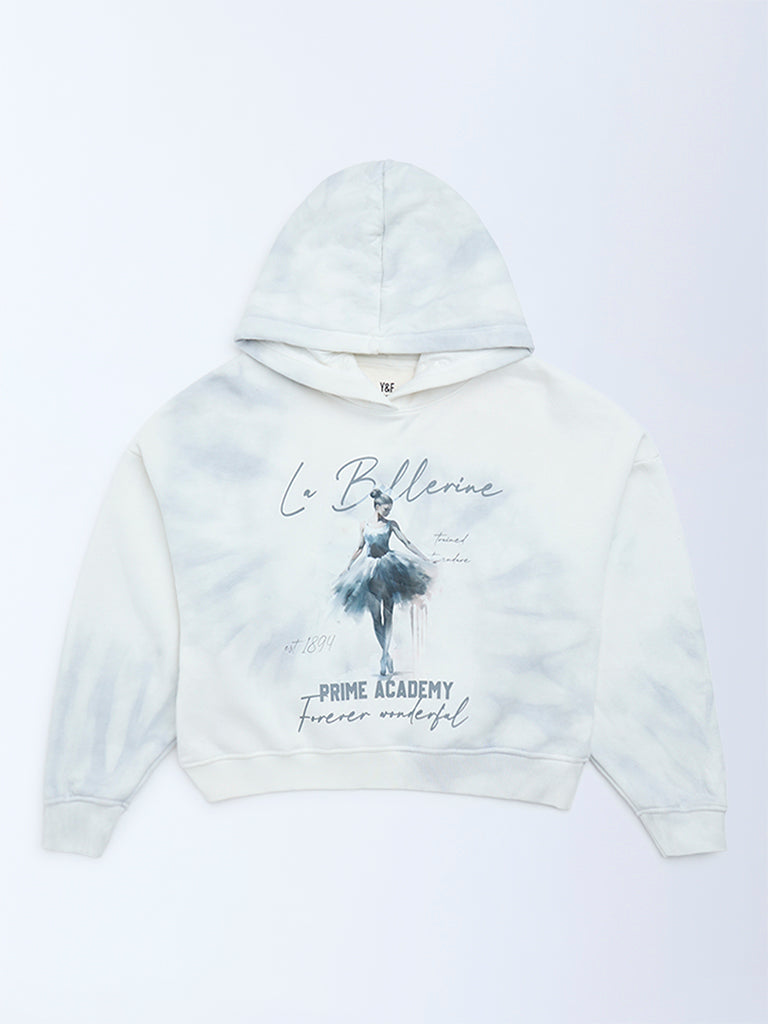 Y&F Kids Charcoal Printed Cotton-Blend Hoodie