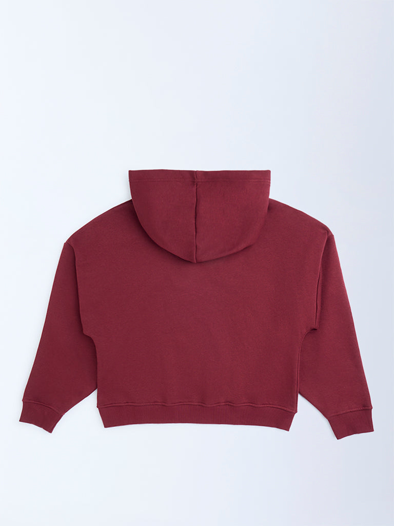 Y&F Kids Plum Printed Cotton-Blend Hoodie