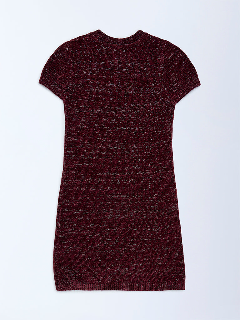 Y&F Kids Burgundy Knitted Bodycon Dress