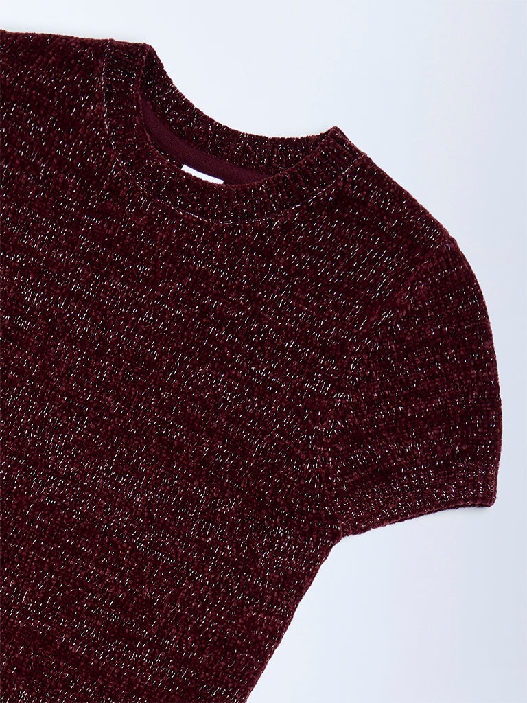 Y&F Kids Burgundy Knitted Bodycon Dress