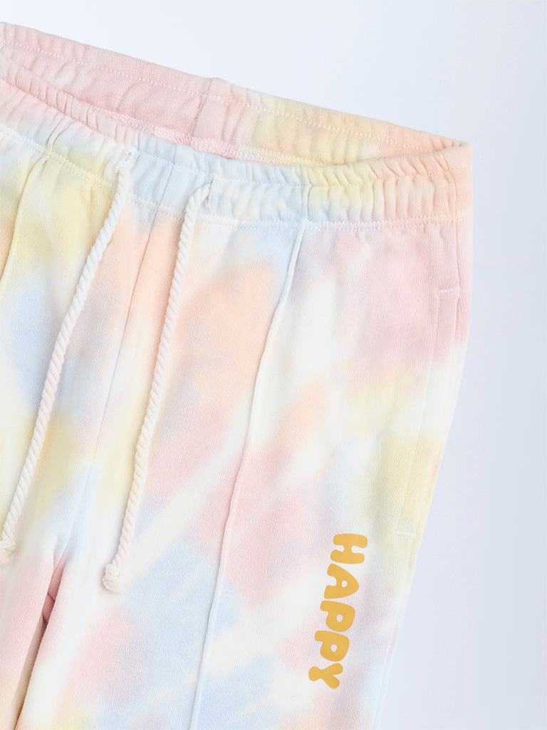 HOP Kids Multicolour Tie-Dye High-Rise Cotton-Blend Joggers