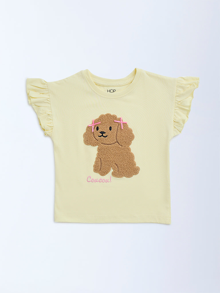 HOP Kids Yellow Animal Design Cotton Top