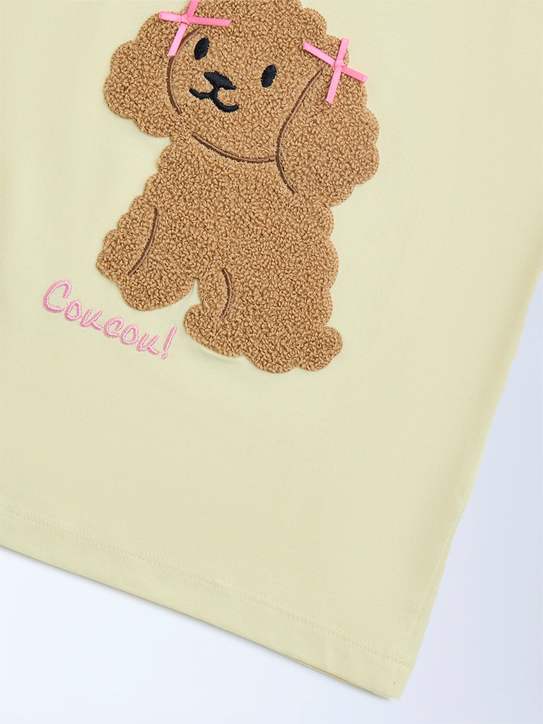 HOP Kids Yellow Animal Design Cotton Top