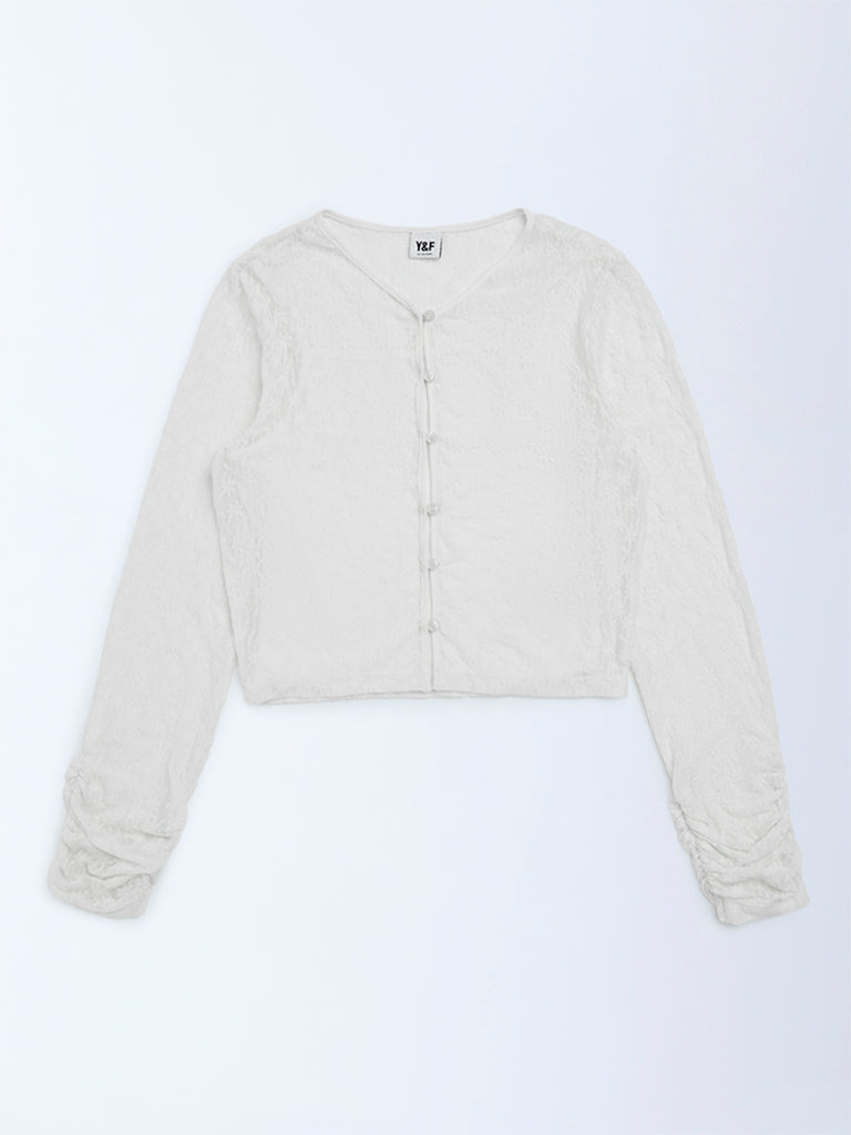 Y&F Kids Ivory Floral Lace Top