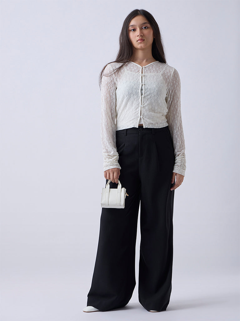 Y&F Kids Ivory Floral Lace Top