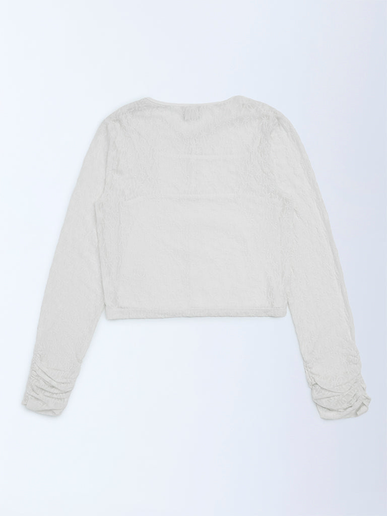 Y&F Kids Ivory Floral Lace Top