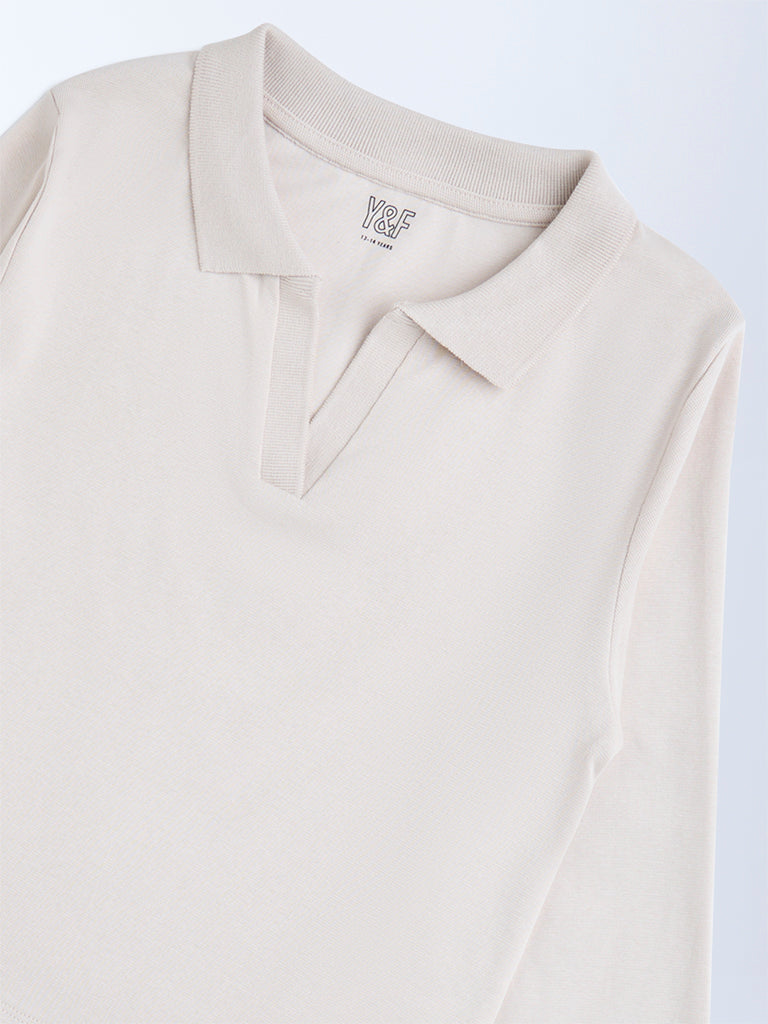 Y&F Kids Beige Cotton-Blend Top