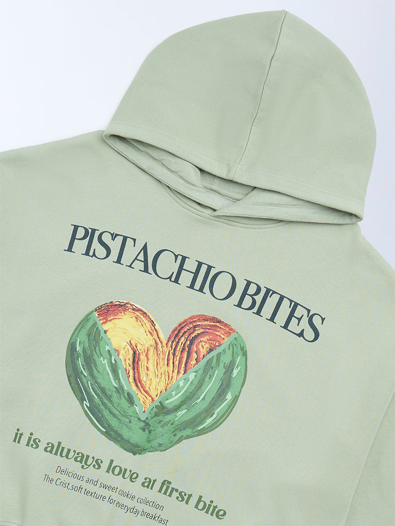 Y&F Kids Sage Printed Cotton-Blend Hoodie