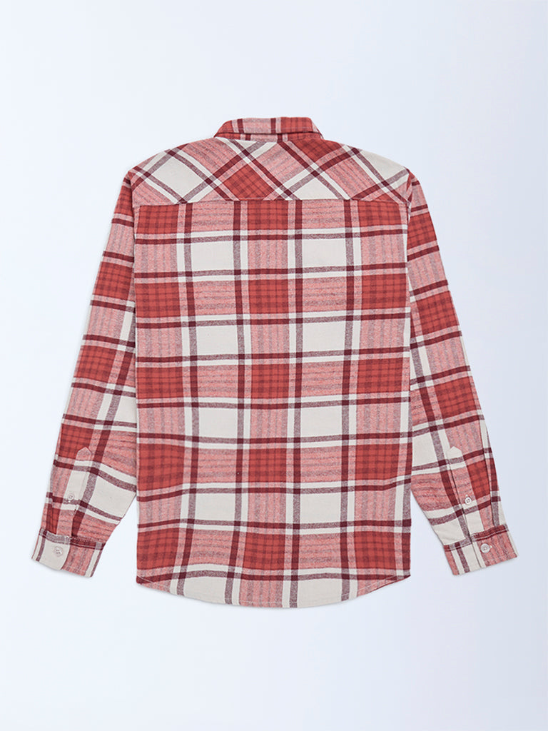 Y&F Kids Red Checks Design Cotton Shirt