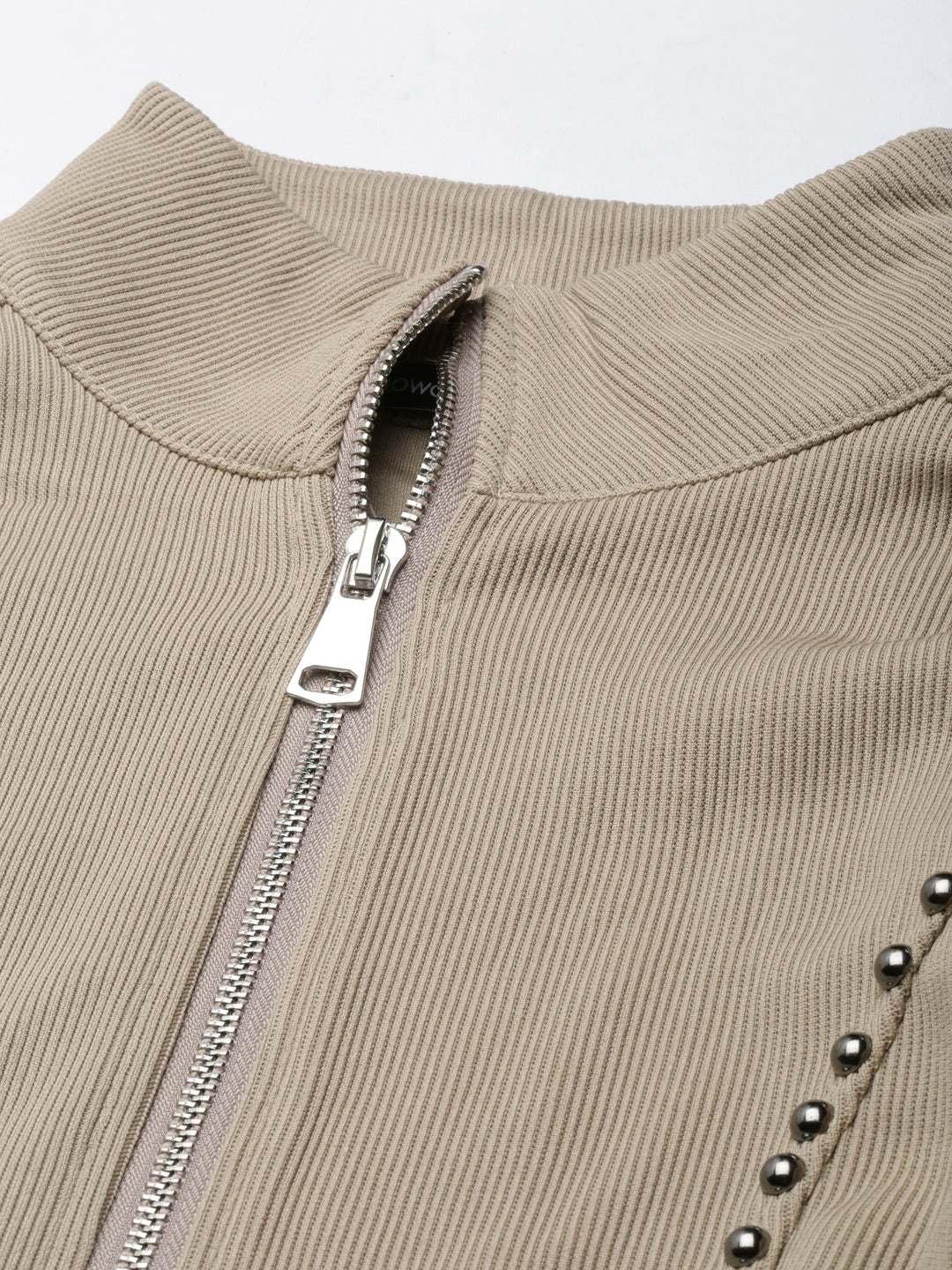 Women's Solid Beige Crop Top