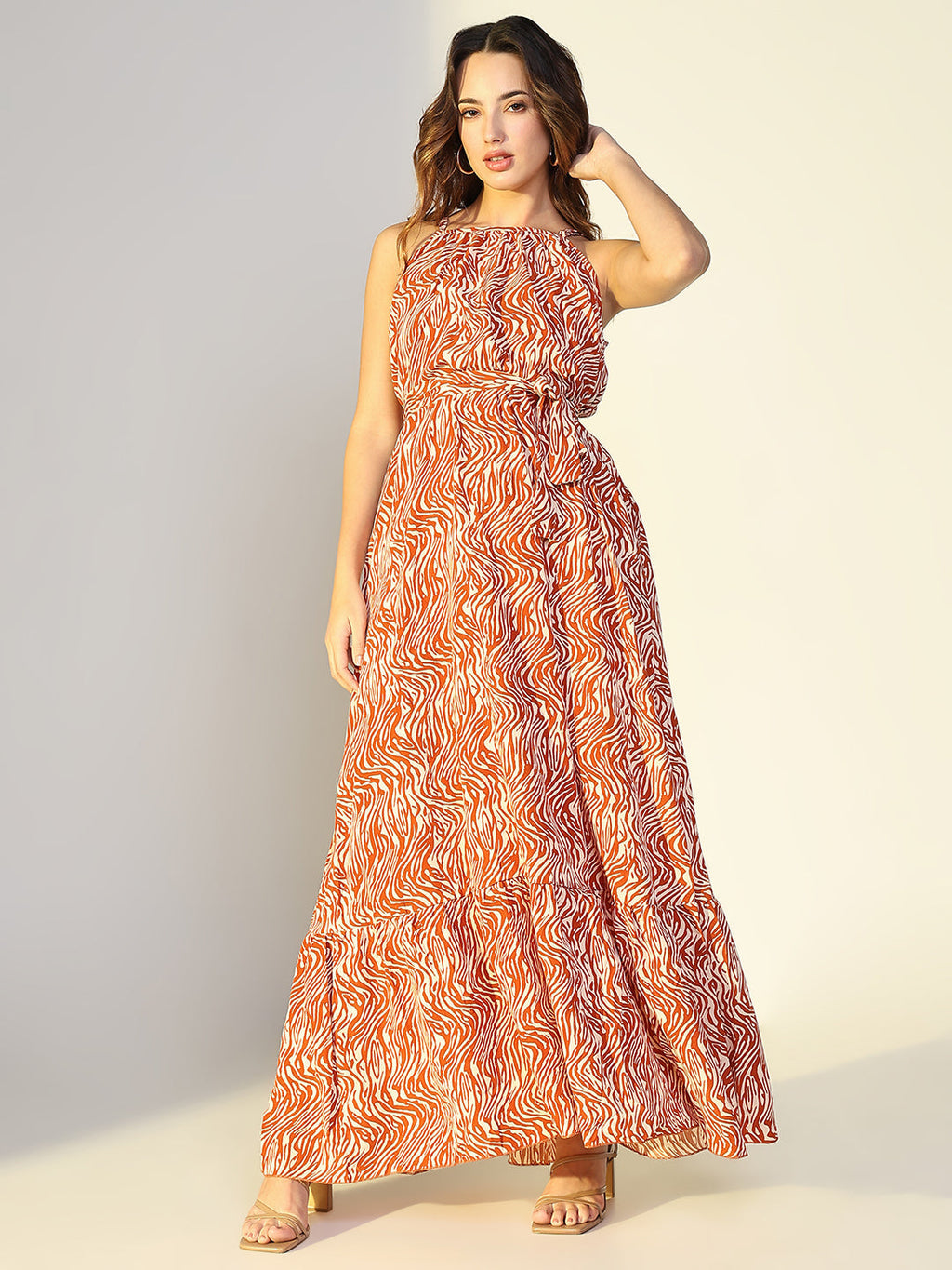 Women's Animal Print Rust Maxi Dress