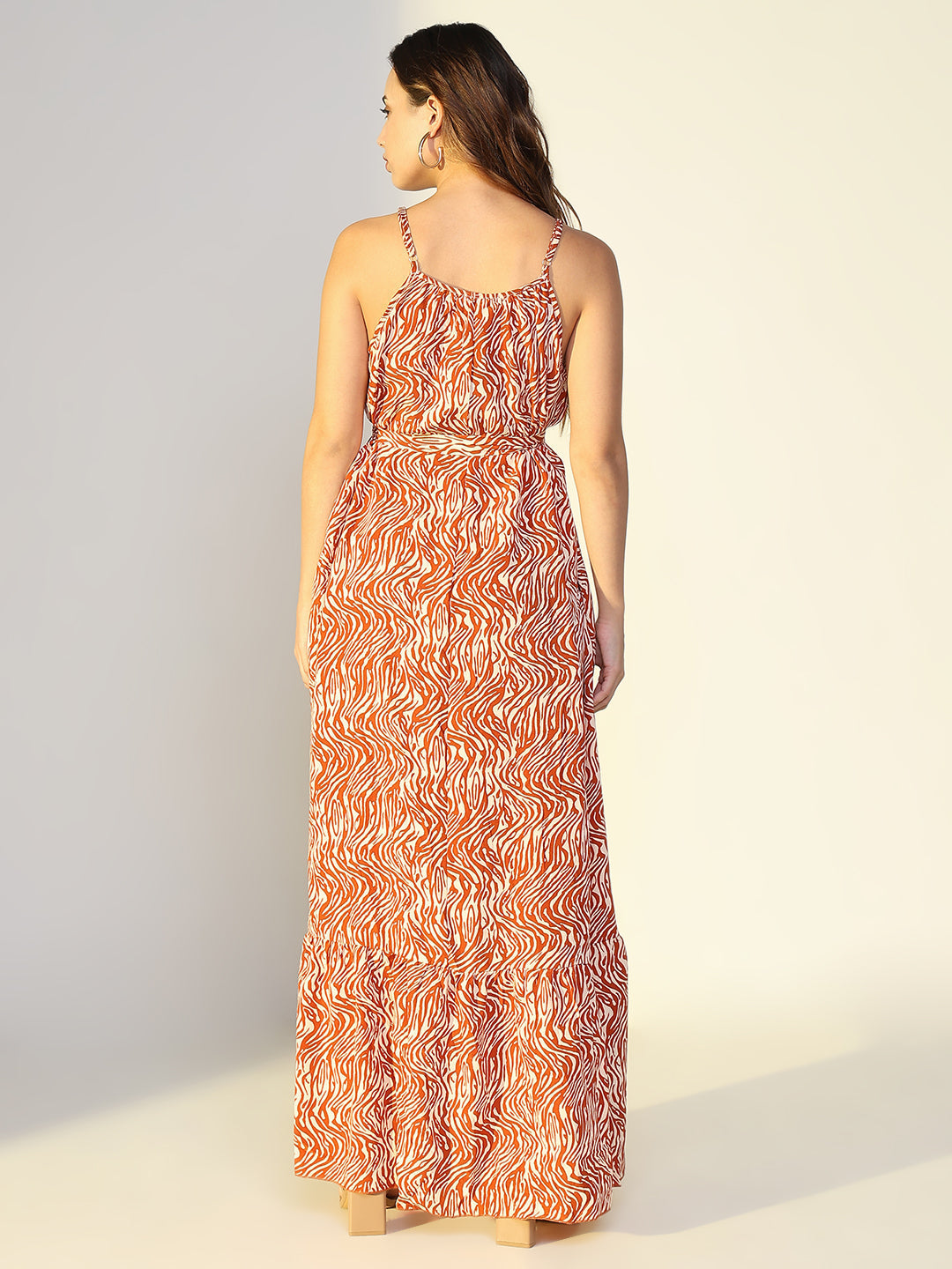 Women's Animal Print Rust Maxi Dress