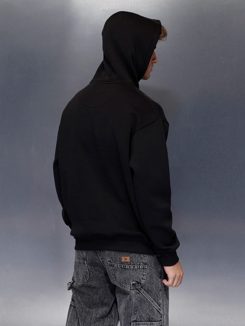 Classic Black Hoodie with Tonal Logo | Black