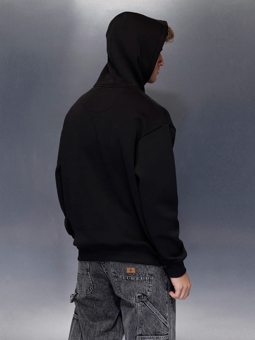 Classic Black Hoodie with Tonal Logo | Black