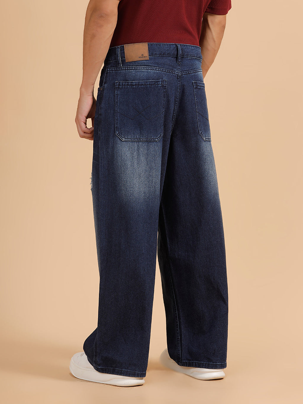 Casual Heavy Fade Baggy Fit Jeans | Dark Blue