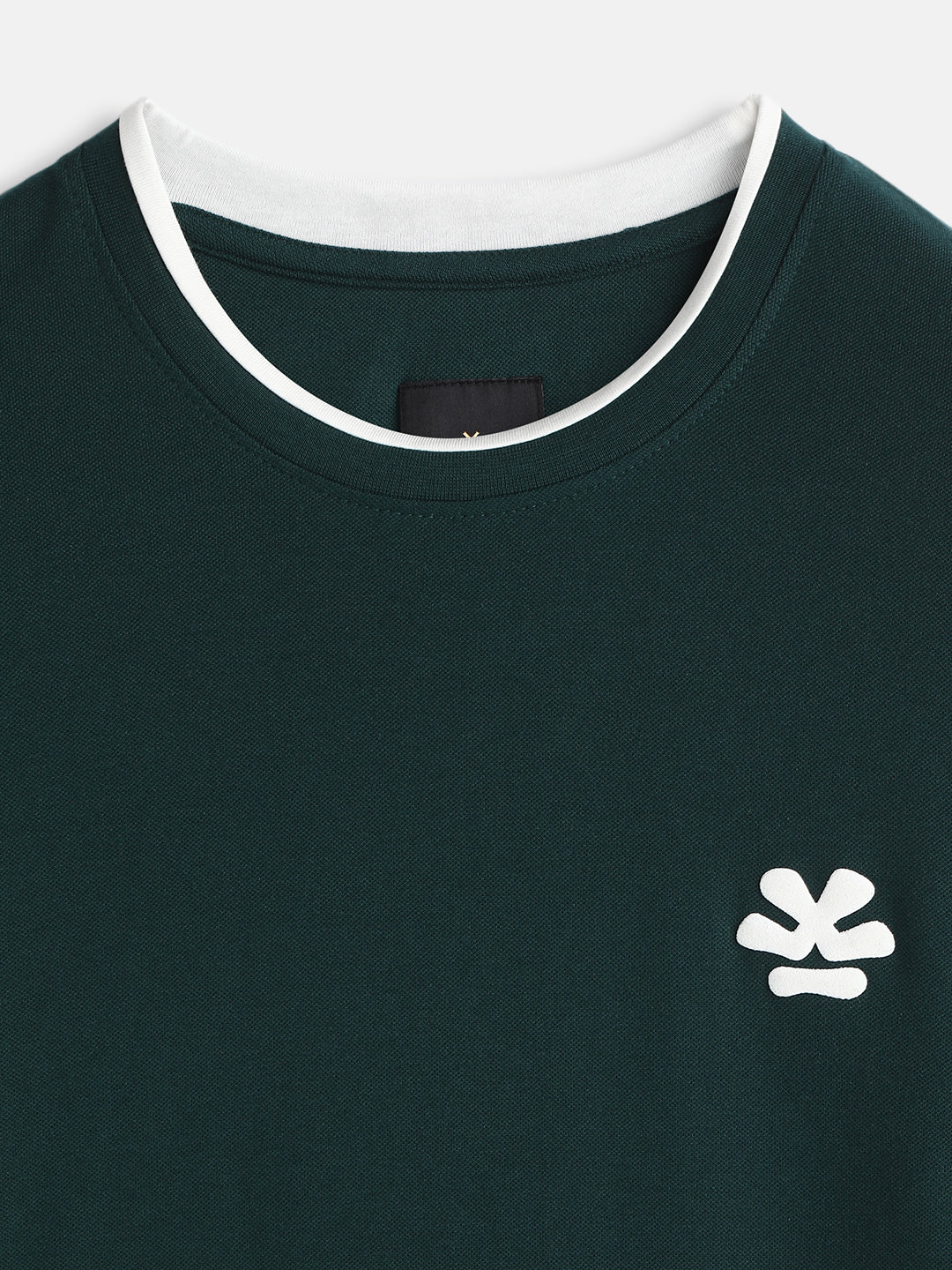 Textured Slim Fit Cotton T-Shirt | Dark Green