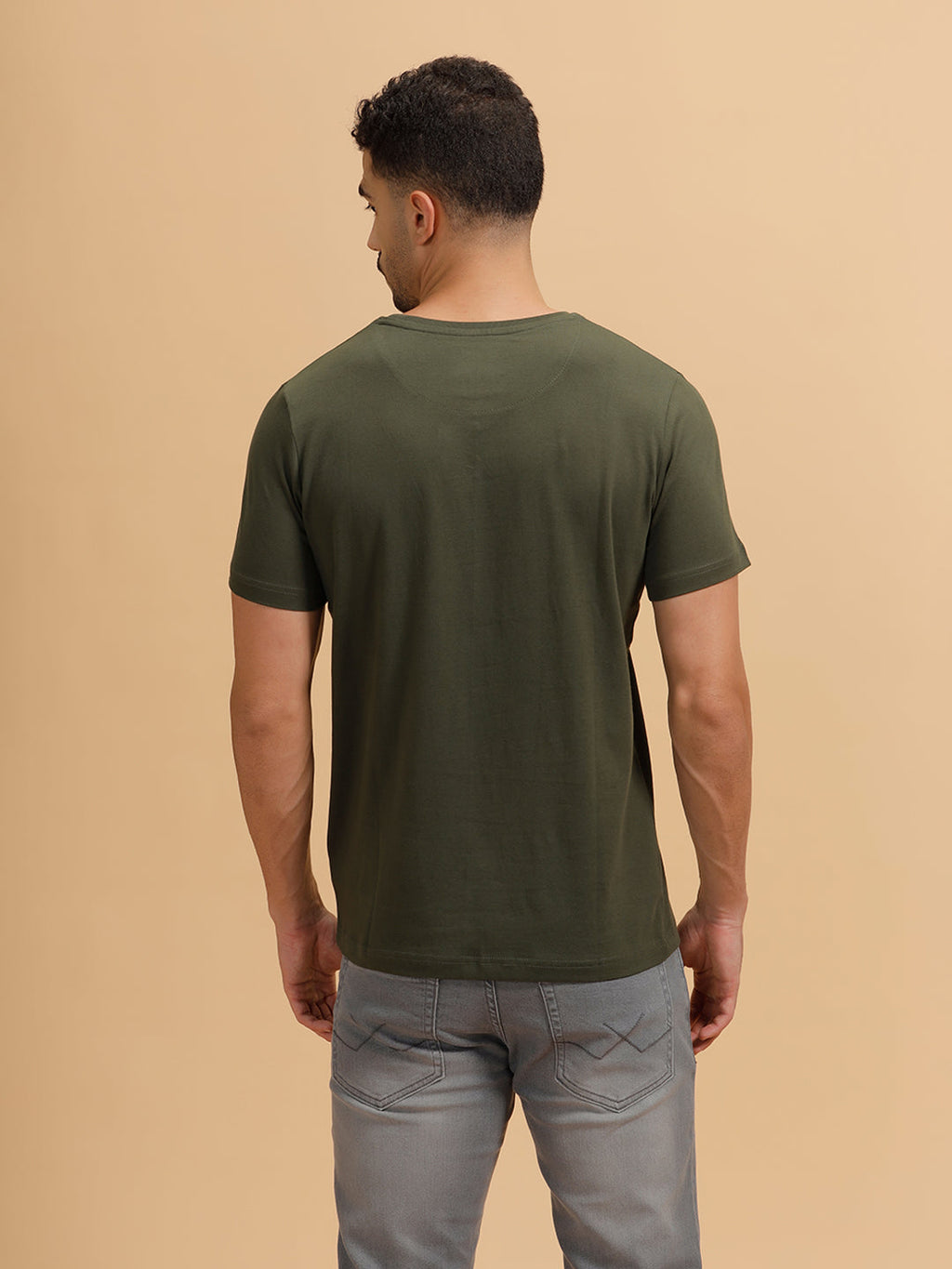 Placement Print Slim Fit T-Shirt | Olive