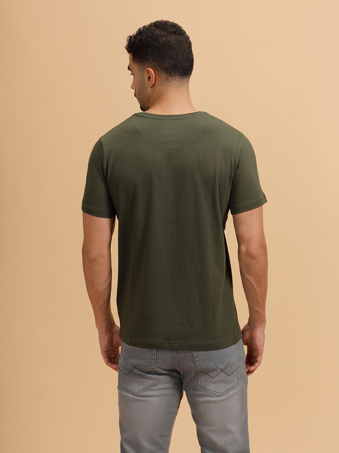 Placement Print Slim Fit T-Shirt | Olive