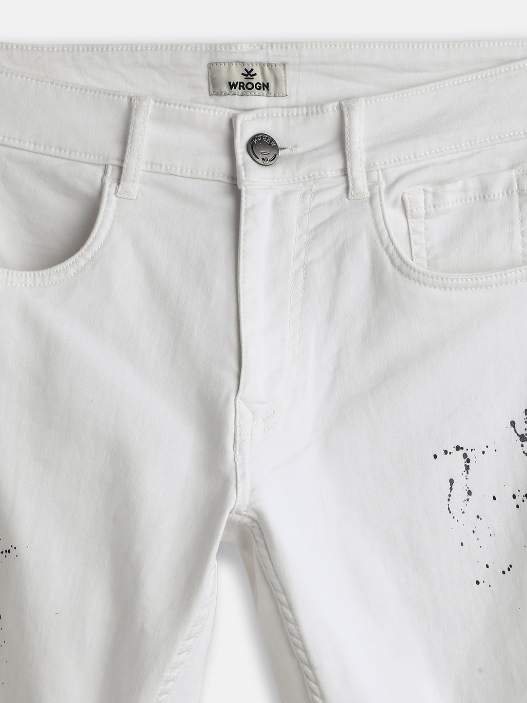 Distressed Slim Tapered Jeans | White